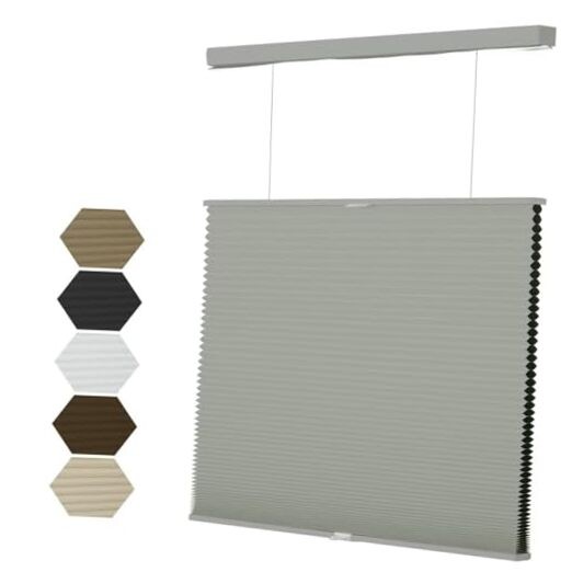 Top Down Bottom Up（TDBU Cellular Shades, 1.5 inch 32″W x 72″H Gray-blackout