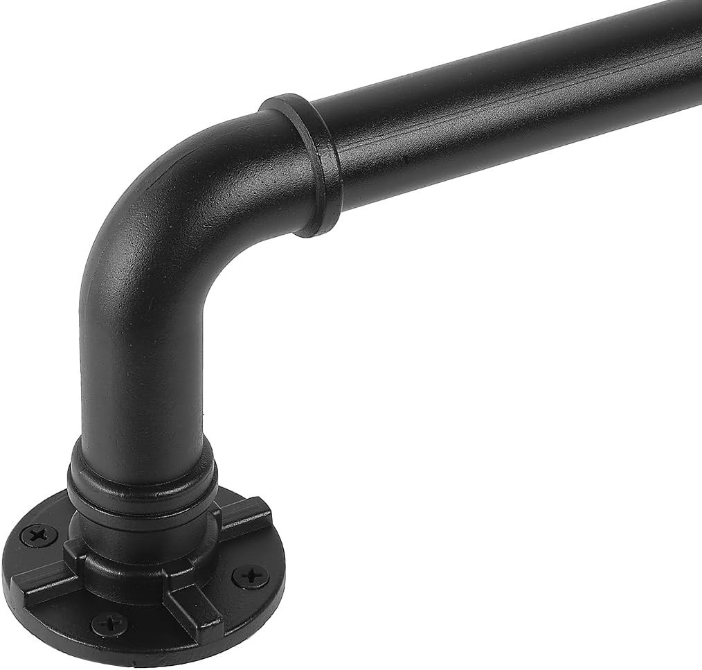 Versatile Black Iron Curtain Rod, Adjustable 36-72 Inches for Easy Assembly