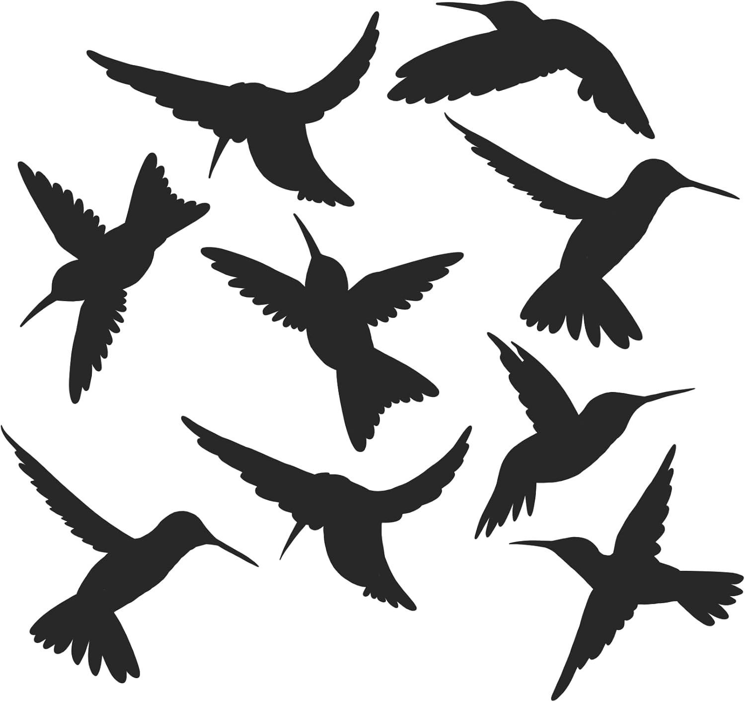 9-Pack Black Silhouette Hummingbird Window Clings for Glass Safety on Windows…
