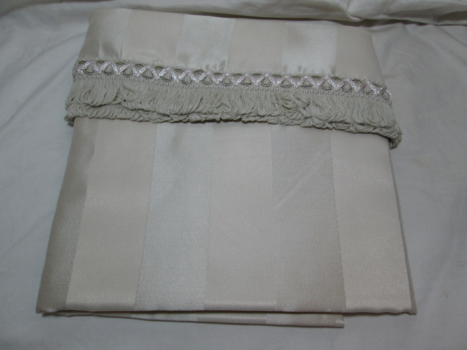 Waterford Luxury Window Tailored Valance 55″x18″ DUNLOE Platinum Brushed Fringe