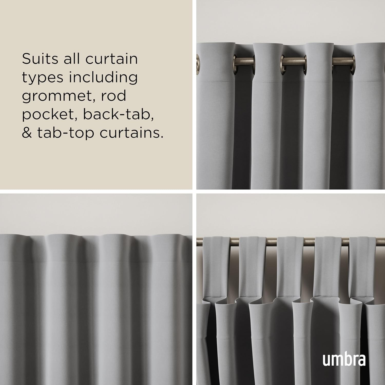 Umbra Twilight Double Curtain Rod Set – Wrap 66" to 144", Nickel