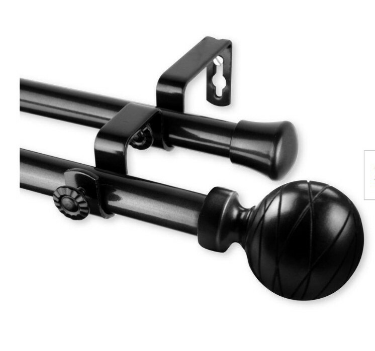Rod Desyne Arman 28 in. – 48 in. Double Curtain Rod in Black