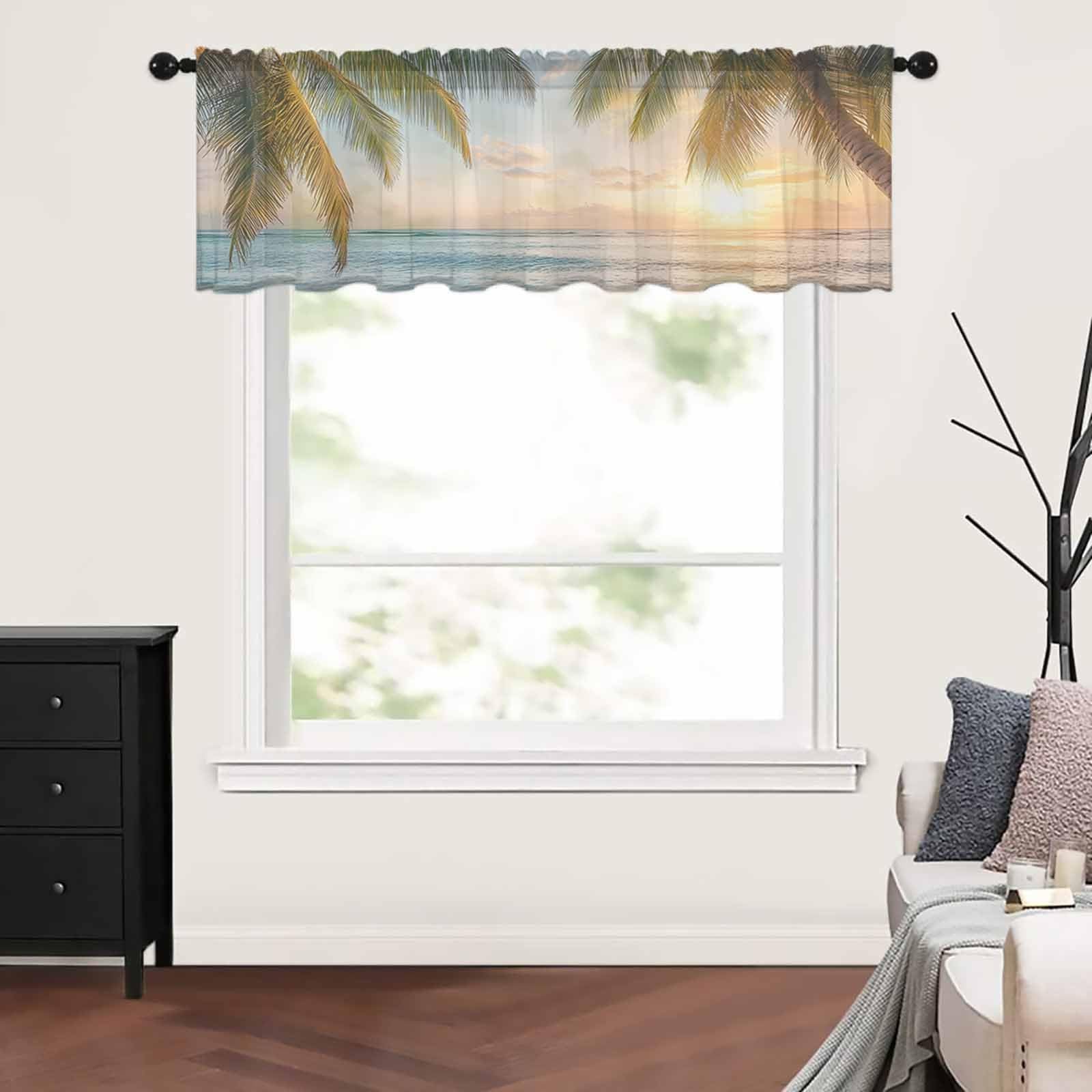 Sheer Valances for Windows Rod Pocket 54″W x 18″L (Pack of 1), Summerppa0000