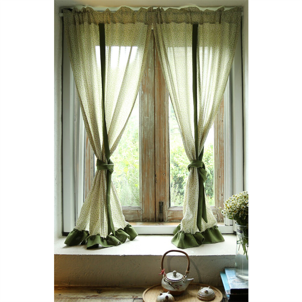 Bohemian Short Curtain Tie-Up Print Window Cafe Cabinet Drape Valance Home Decor