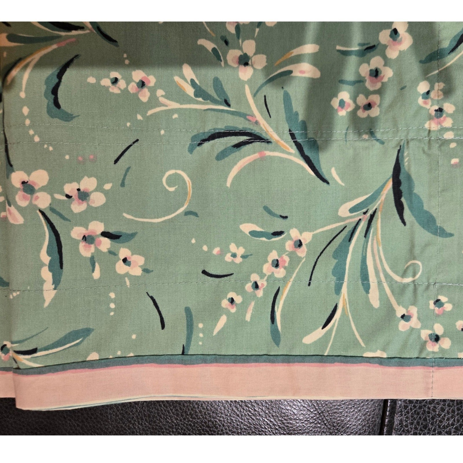 Unbranded Floral Valance Green Pink Vintage Cottagecore 26×18 Good
