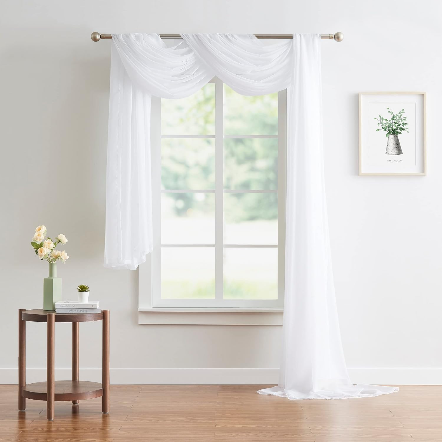 Extra Long White Sheer Window Scarf 45ft – Perfect for Canopy & Wedding Decor