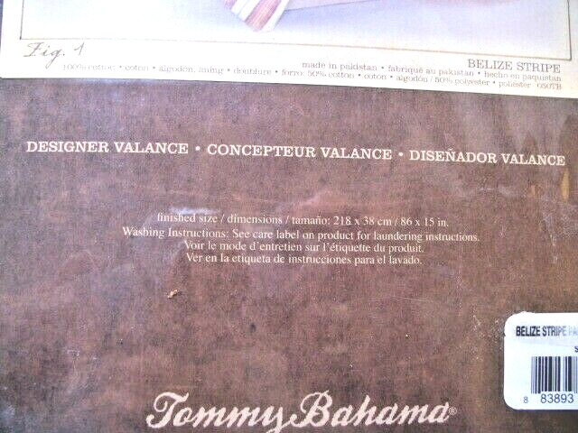 Tommy Bahama Designer Lined Valance # 048TB Belize Stripe 86 x 15″ NEW Unused