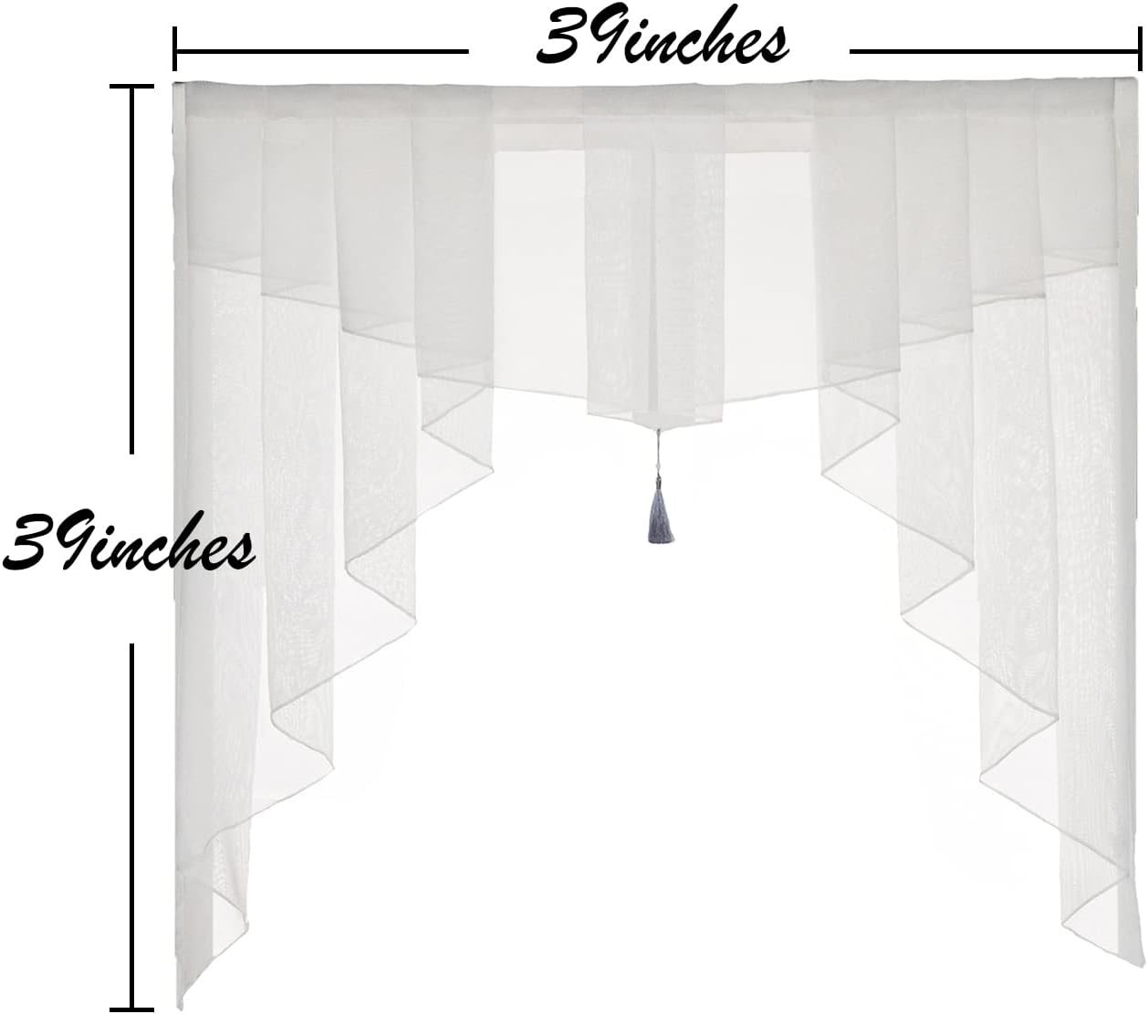 PearAge Swag Sheer Valance Curtains for Living Room, Color Matching Kitchen V…