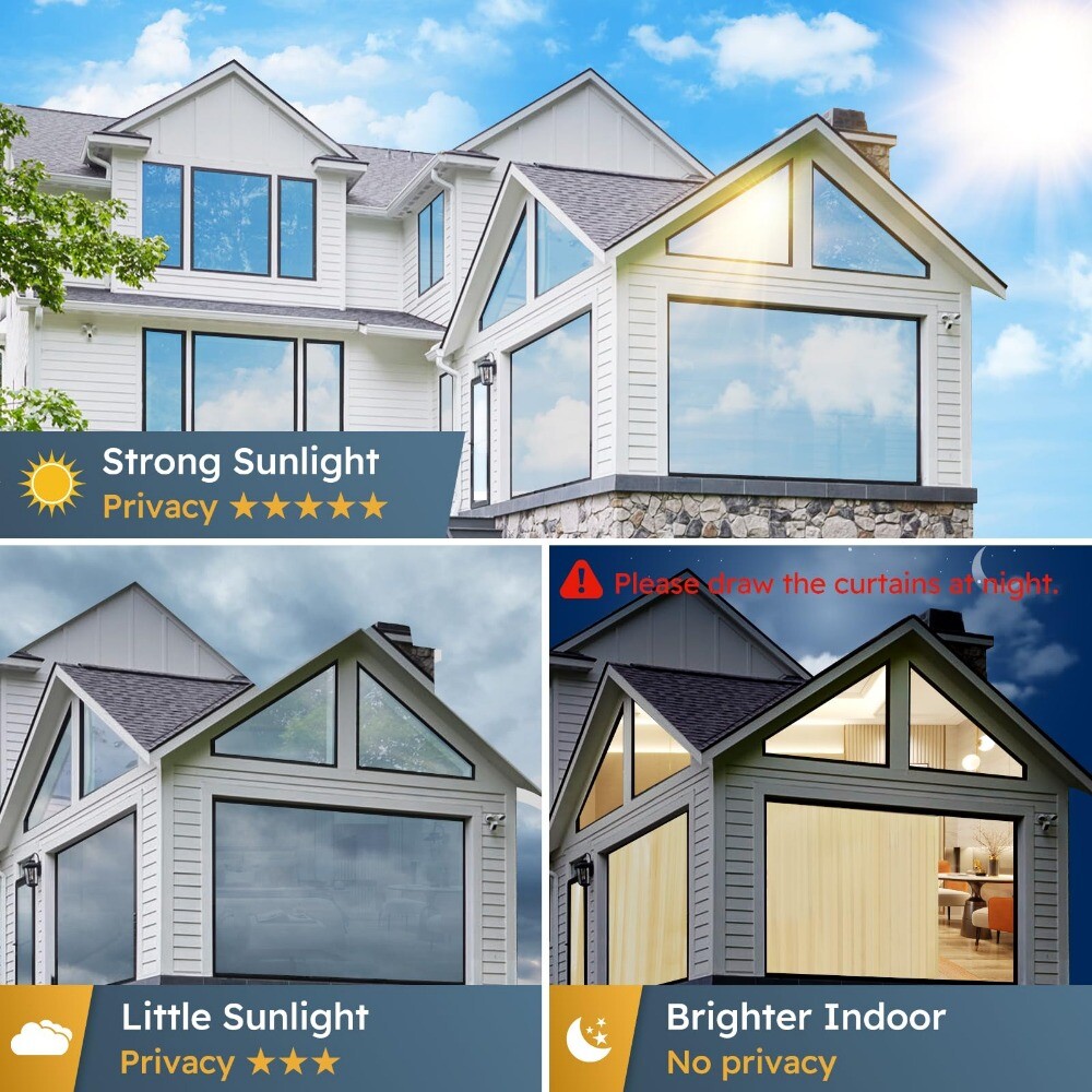 rabbitgoo One Way Mirror Window Film Heat Control Reflective Black Silver Tint
