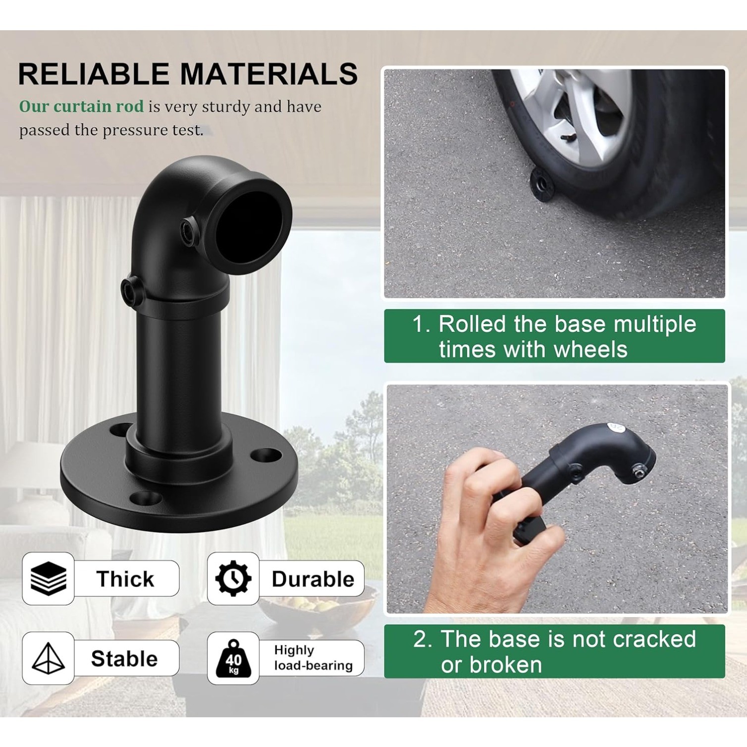 Curtain Rods for Windows 66 to 144, Blackout Adjustable Curtain Rod,1” Indoor