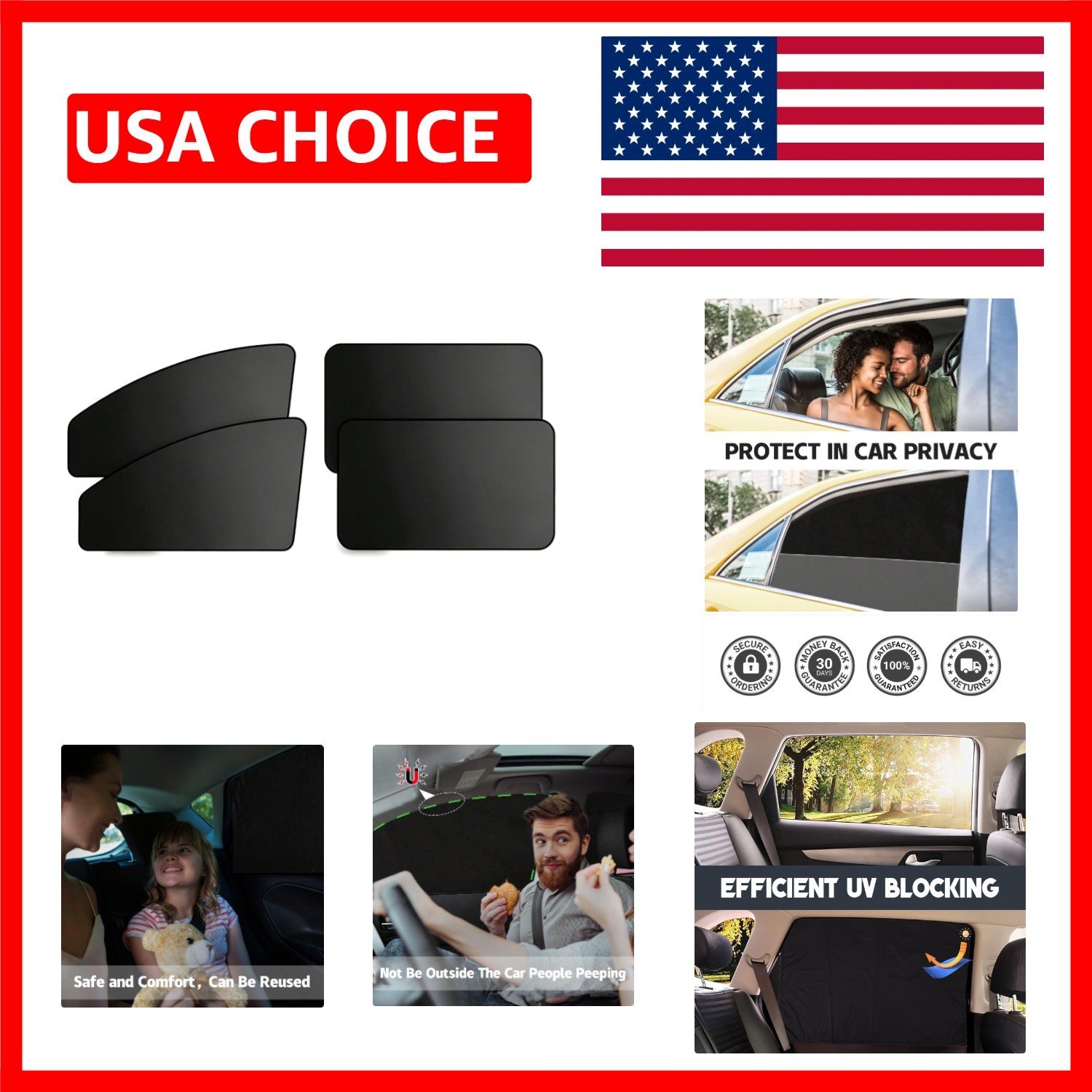4 Pcs Black Silk Magnetic Car Window Curtains for Ultimate Privacy & Comfort