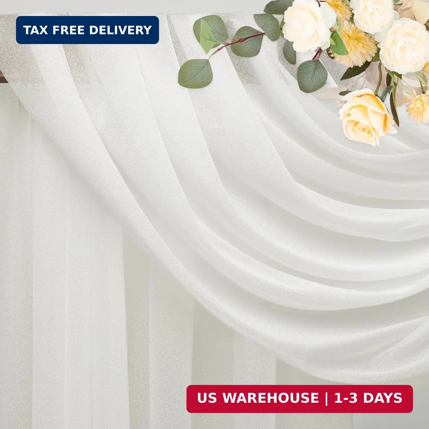 28.7″ x 20FT Ivory Wedding Arch Draping Fabric Sheer Backdrop for Ceremony