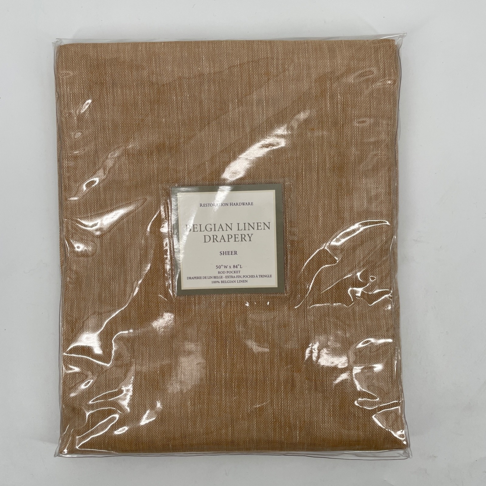 Restoration Hardware 100% Belgian Linen 50×84 Drape sheer Rod Pckt curtain Maize