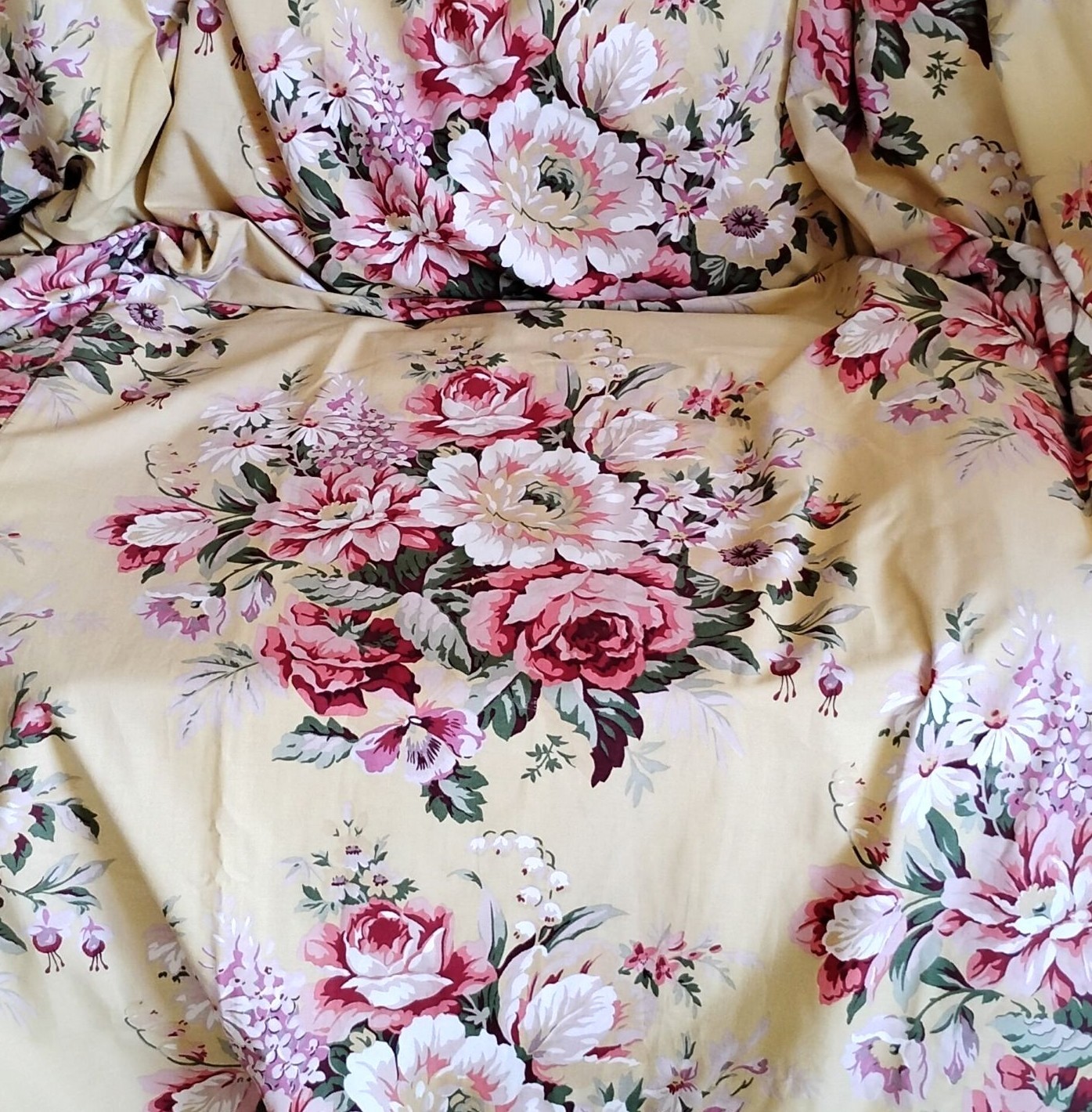 Ralph Lauren Custom Drapes Pinch Pleats Yellow Floral 4 Panels 54″w x 79″t each