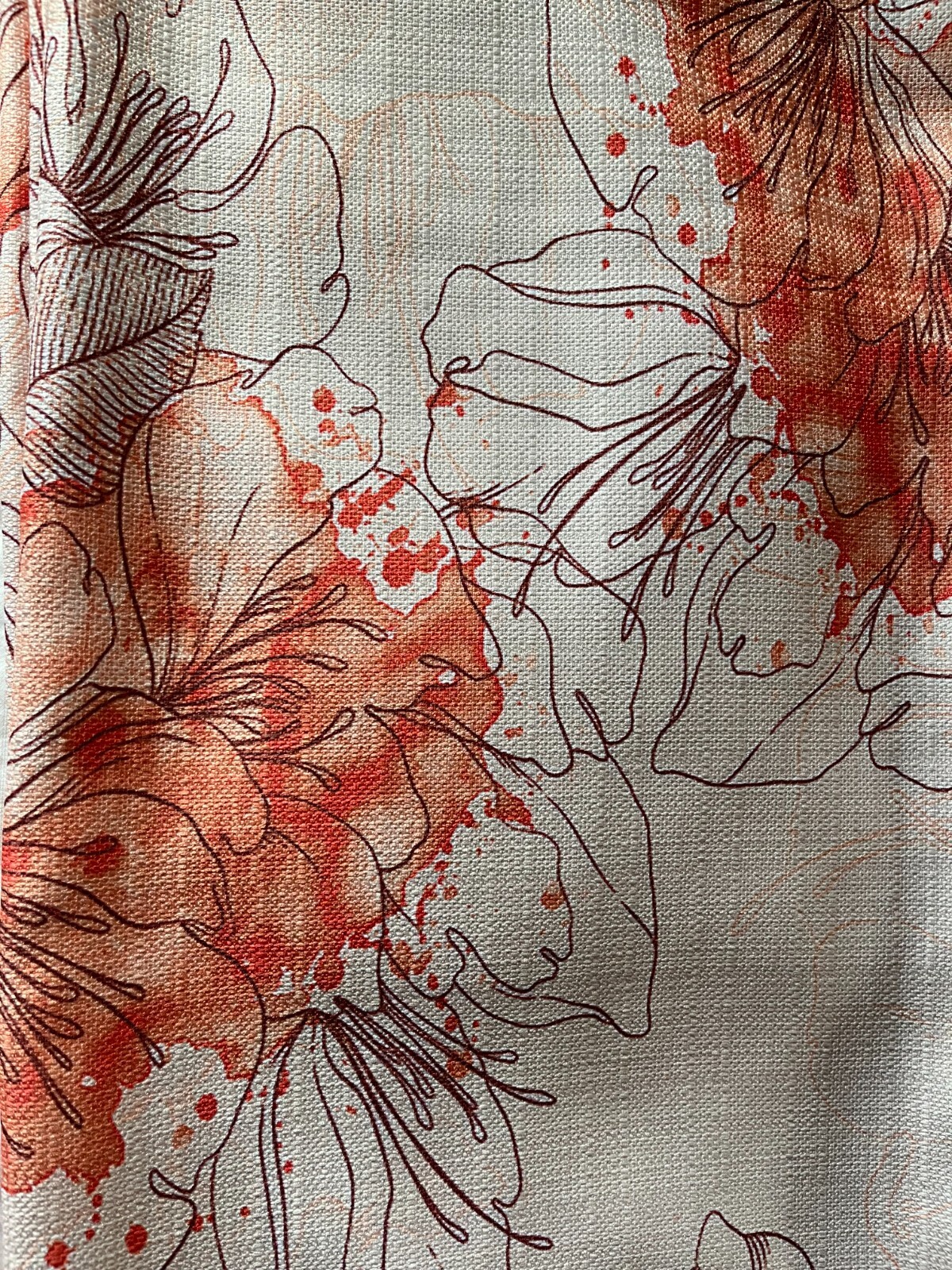Designart ‘Handdrawn Asian Flowers with Orange Watercolor’ Orange 4-panels