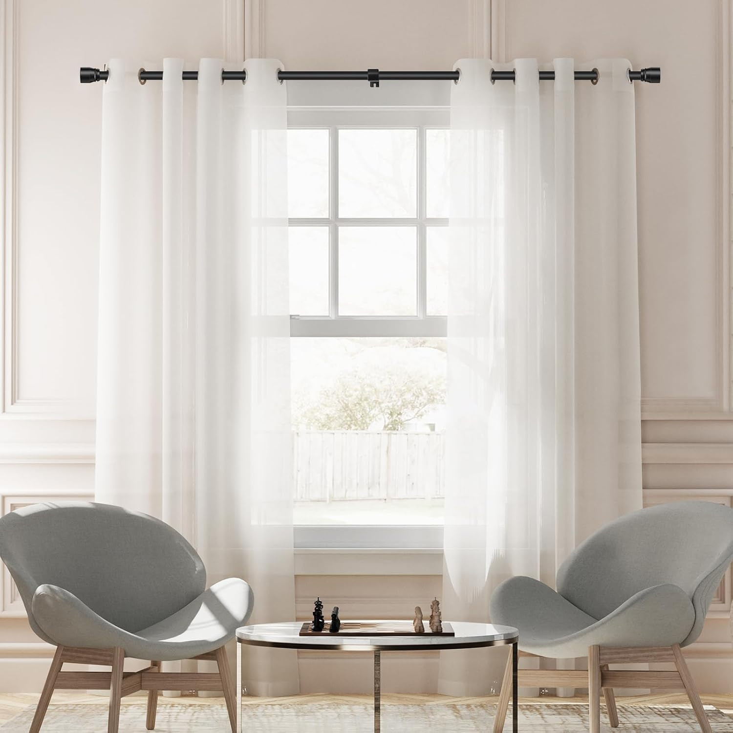 1” Diameter Matte Black Curtain Rods Itself Is 30 to 90 Inch, 1 Pack Fit 30-84 I