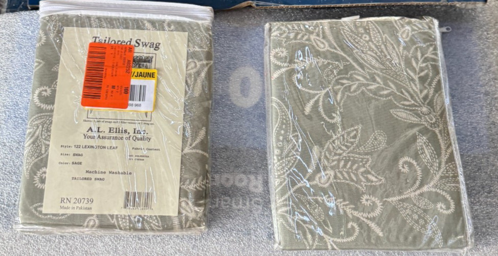 Ellis Curtain Lexington Leaf 56 in. W x 24 in. L Tailored Tier Pair in Sage