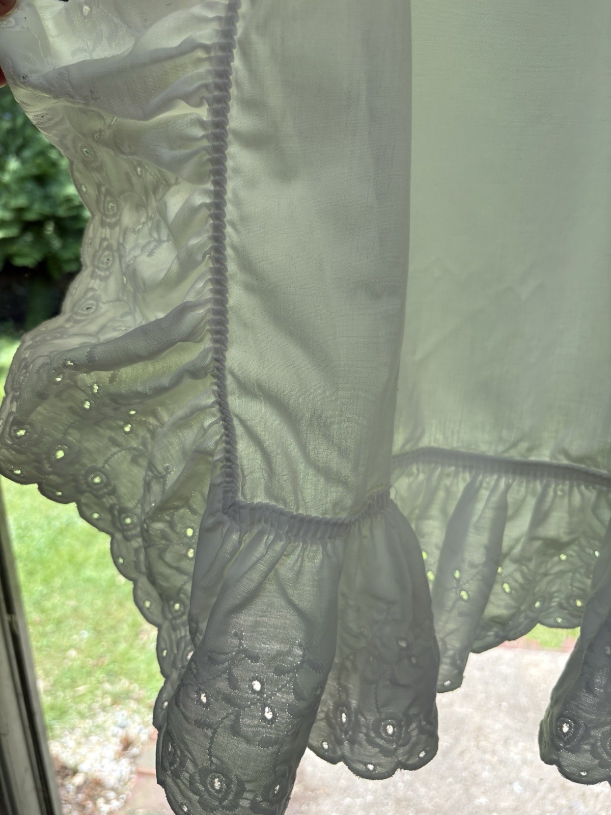 Set of 2 White Eyelet Lace Ruffle Curtain Drape Panels 42″ W x45″L Shabby Chic