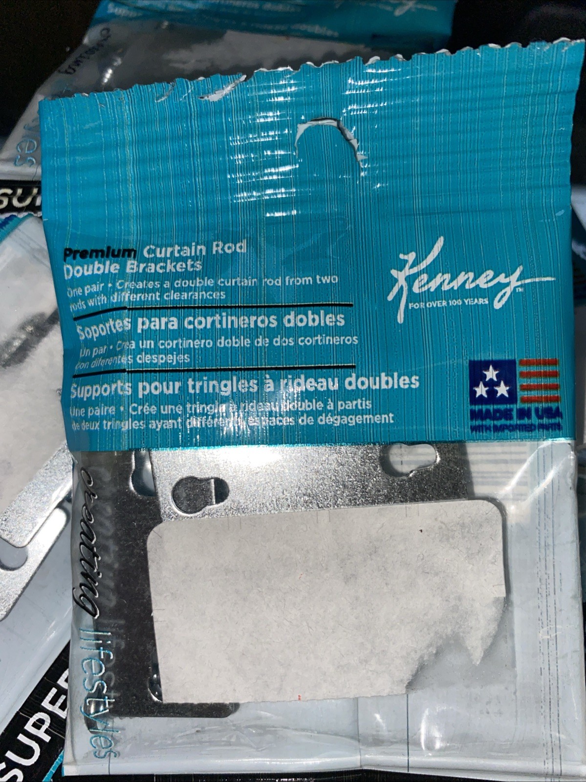 Kenney Double Silver Curtain Rod Bracket (2-Pack) KN852 Kenney KN852