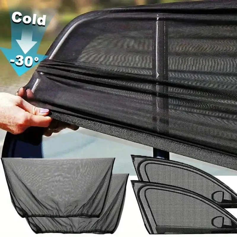 2Pcs/4Pcs Car Window Screen Mesh Cover – Universal Privacy Mosquito Bug Net Sun