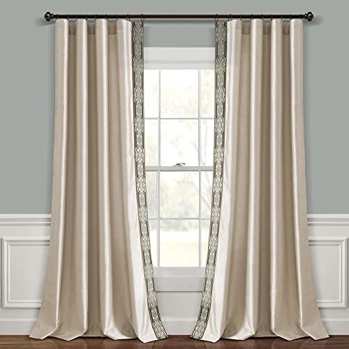 Luxury Traditional Regency Faux 52″W x 84″L (Pack of 1) Neutral & Dusty Blue
