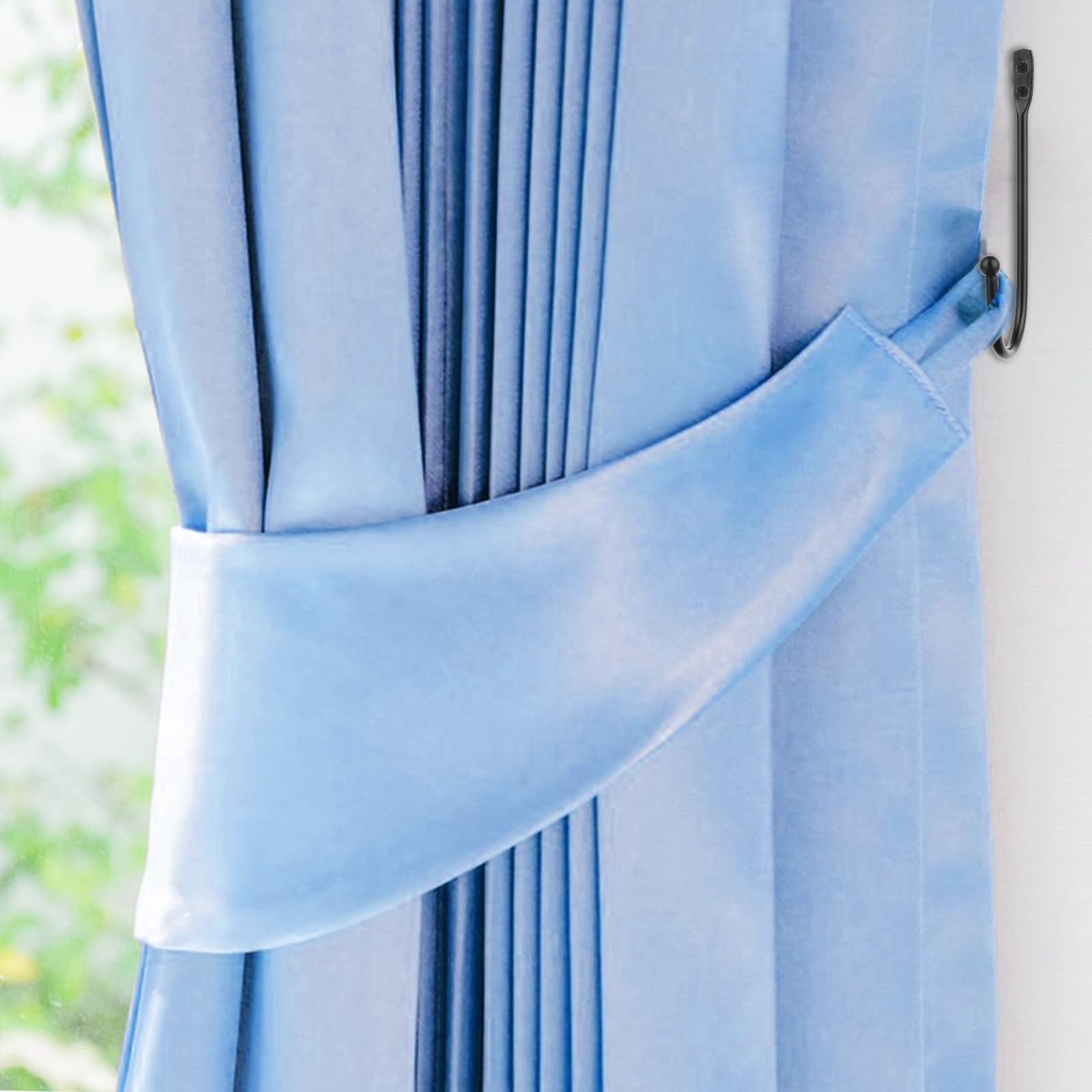 4 PCS Black Curtain Tie Backs Decorative Drapery Holders for Wall