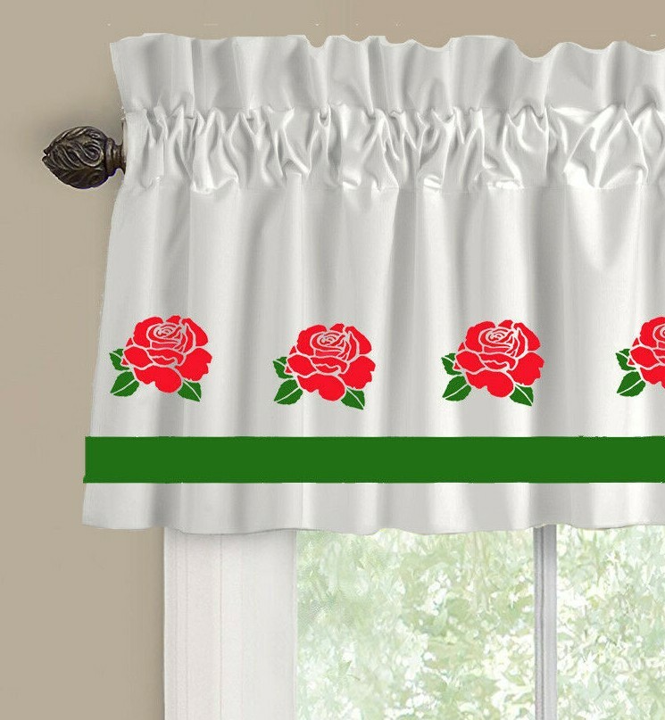 English Rose Flower Window Valance/Curtain *Your Choice of Colors*
