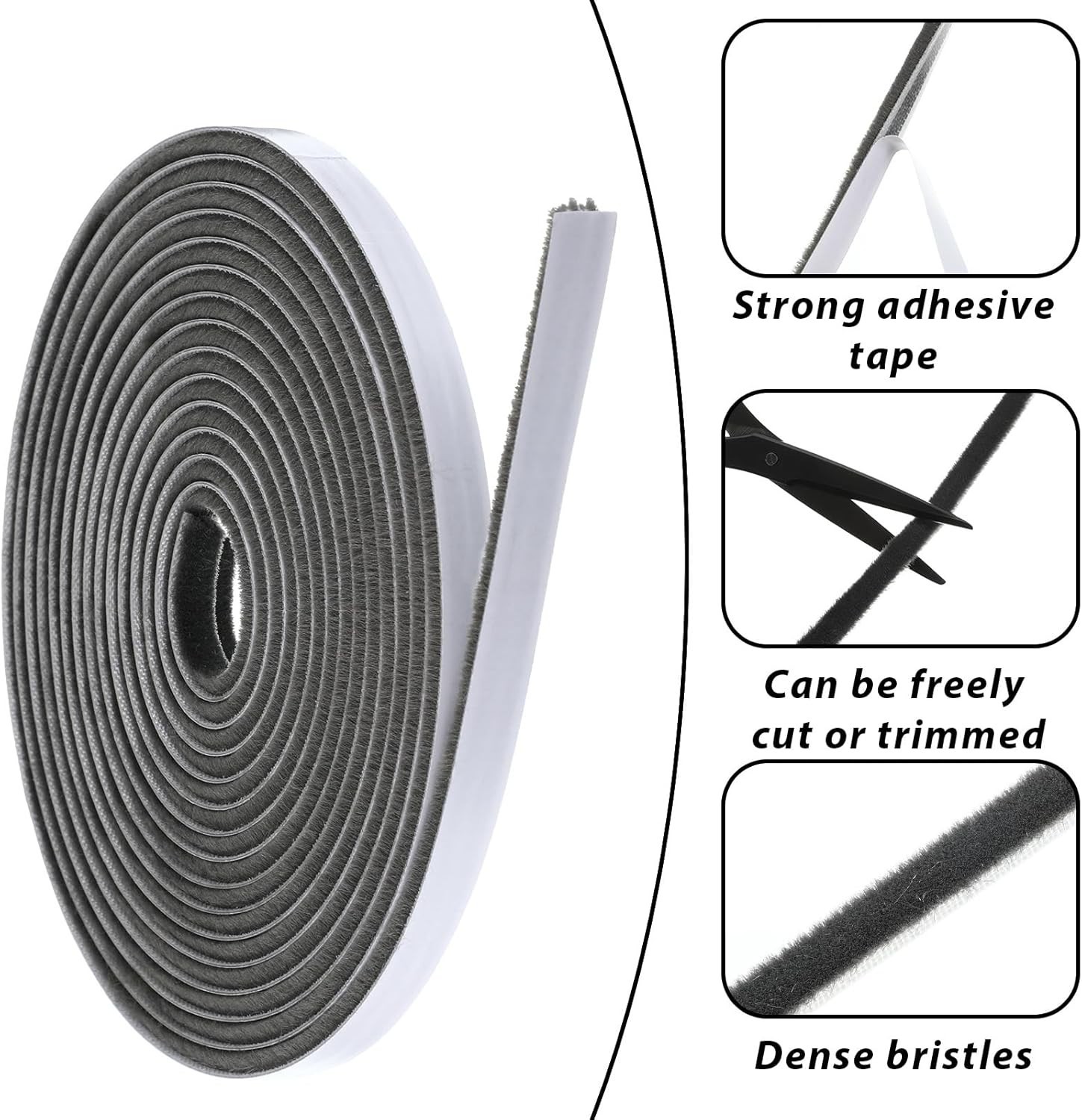 Durable Self-Adhesive Window Insulation – 33 Ft Gray Weather Stripping Felt Seal