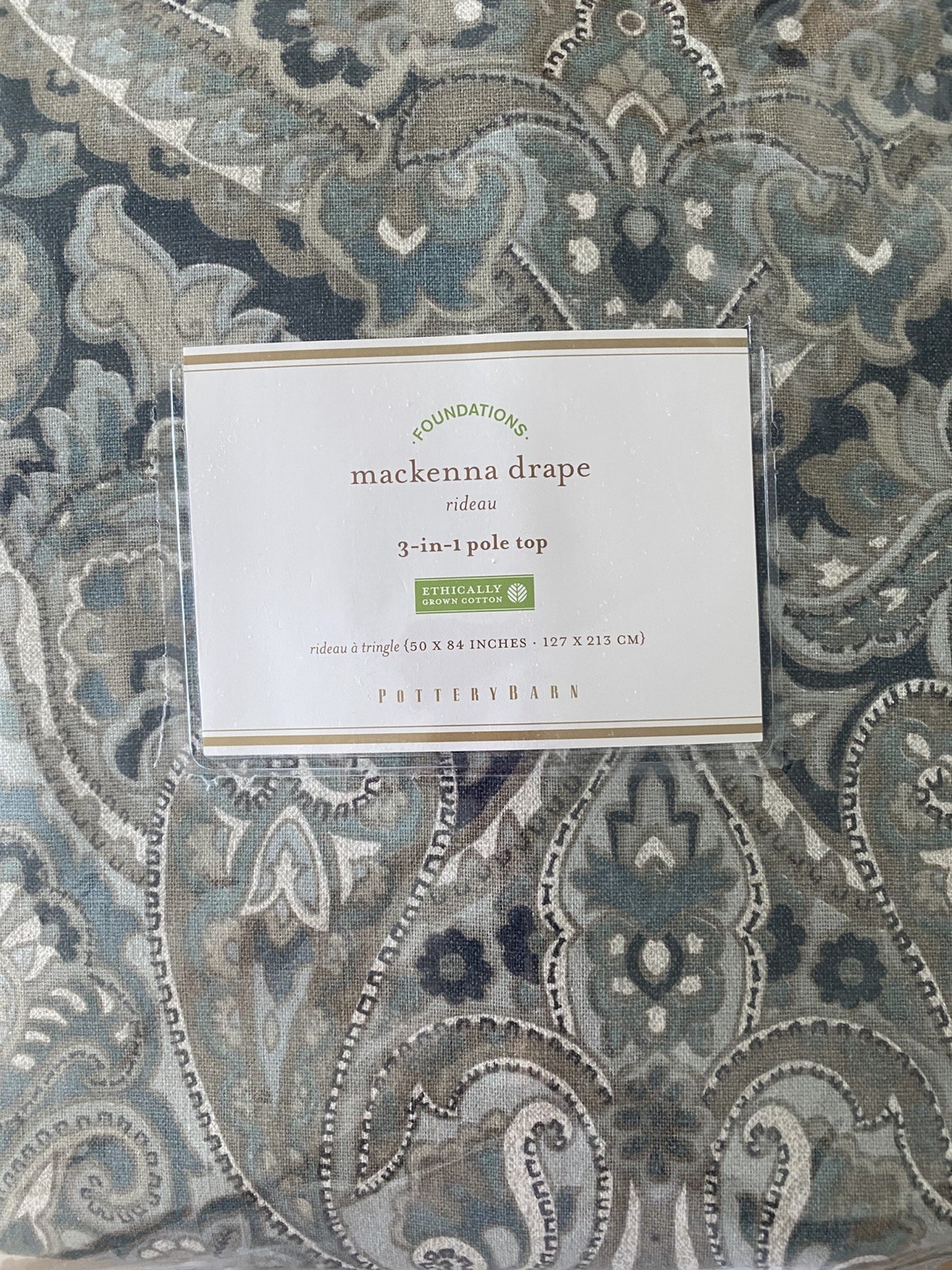 Pottery Barn Mackenna Drapes Set 2 Blue 50x 84 Curtains Medallion Paisley New