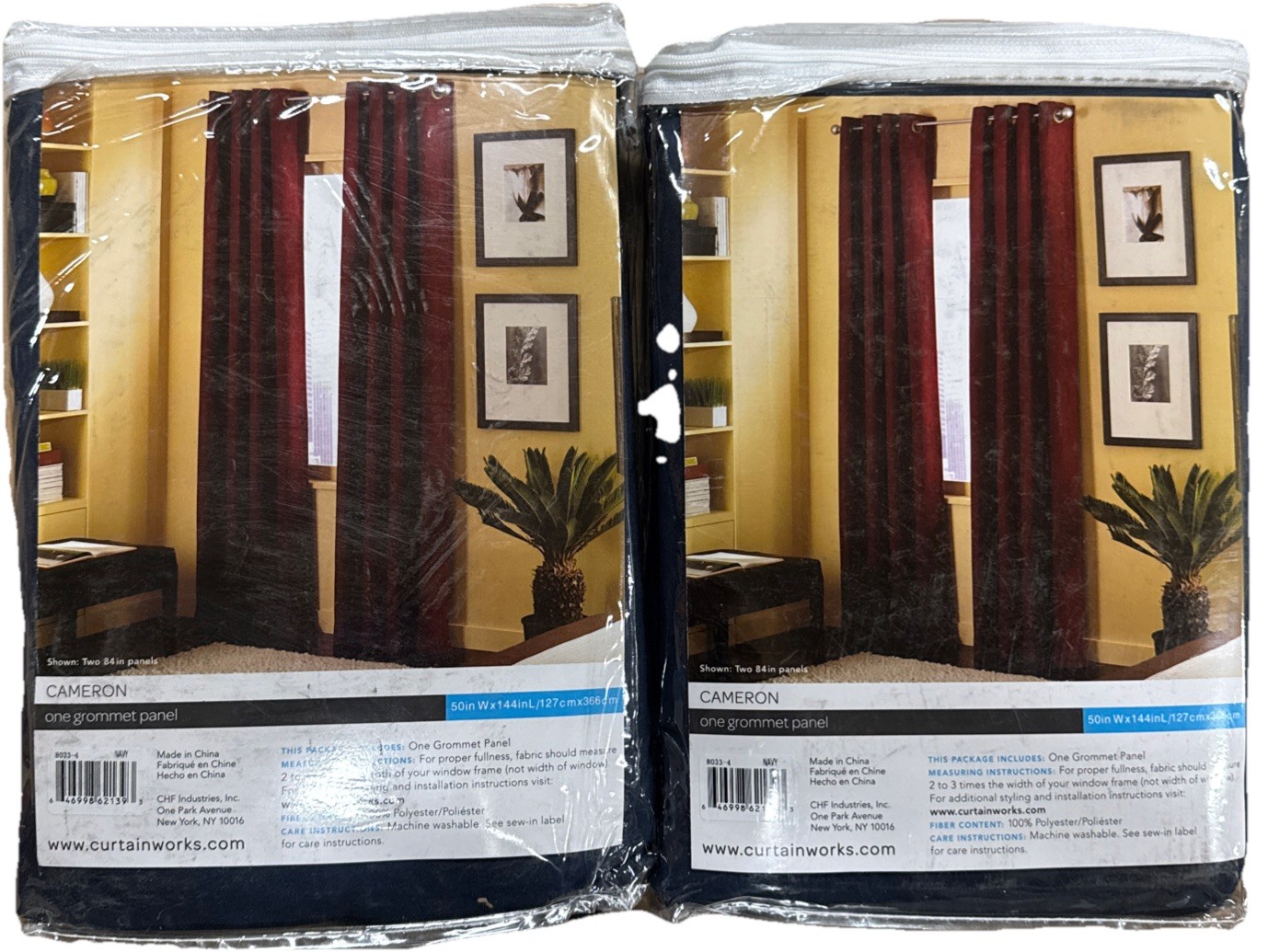 Curtainworks Cameron Grommet Panel Navy Blue 2 Pack (50inWx144inL/127cmx366cm)