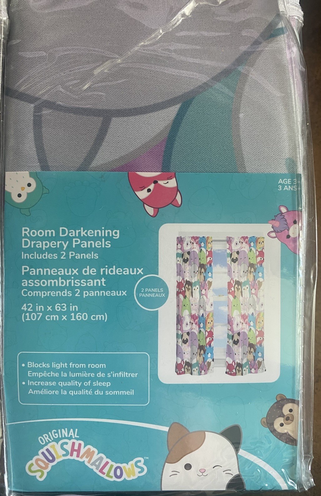 Squishmallows Drapes Curtains Room Darkening Panels Drapery 2 Panels 42″w x 63″L