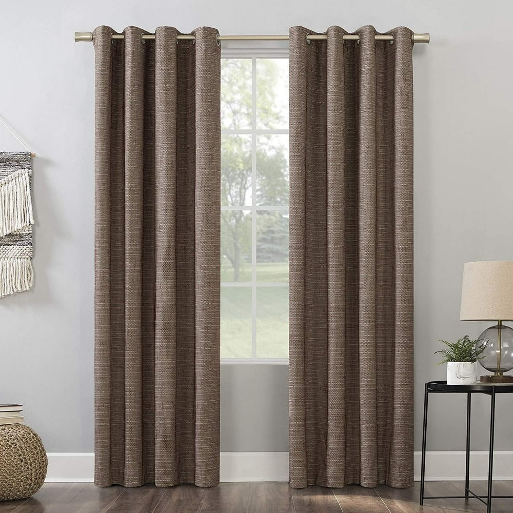Sun Zero Kline Blackout Grommet Curtain Panel 52×84 Brown Burlap Weave