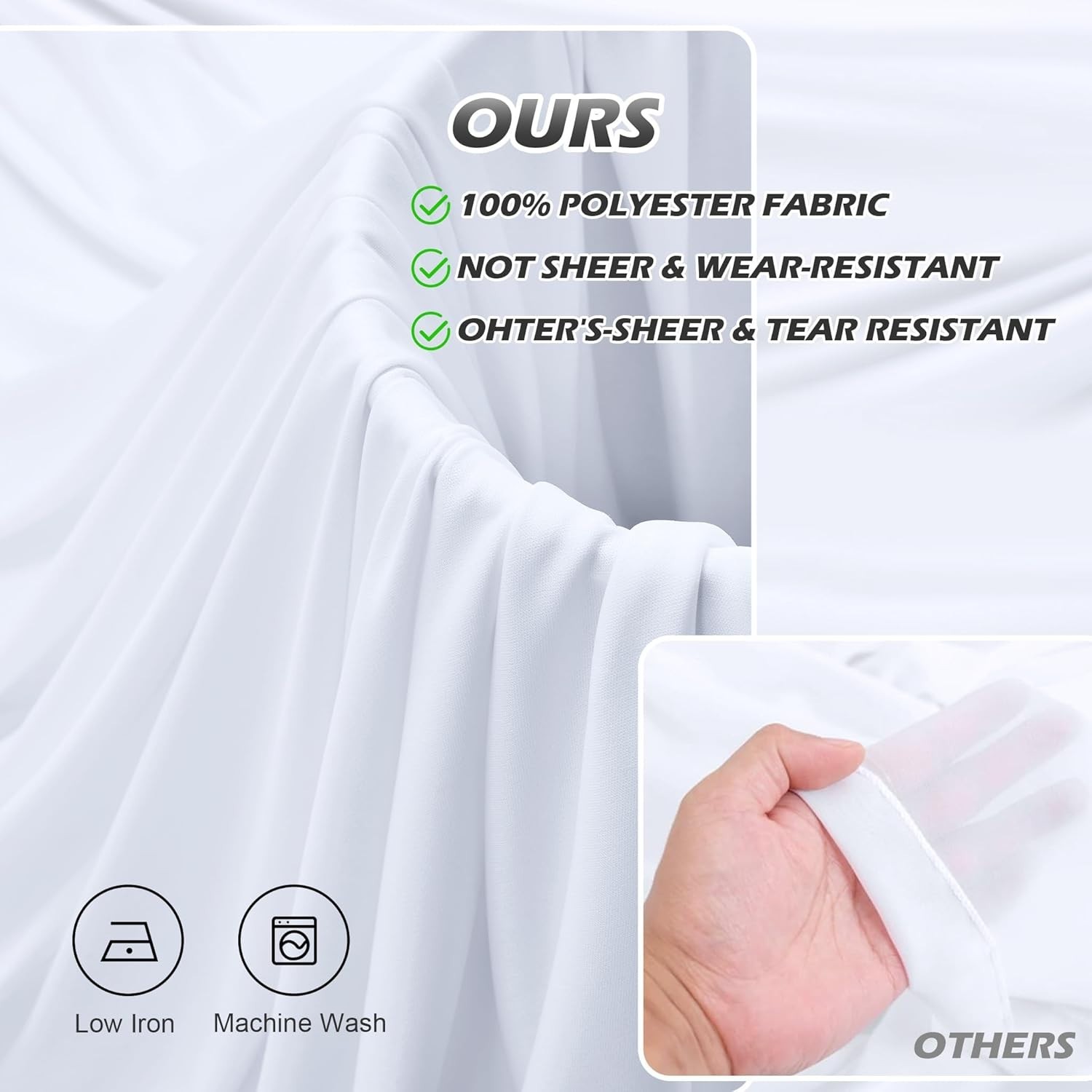 50ft×20ft White Ceiling Curtain Drapes for Weddings Parties, Wrinkle Free Polyes