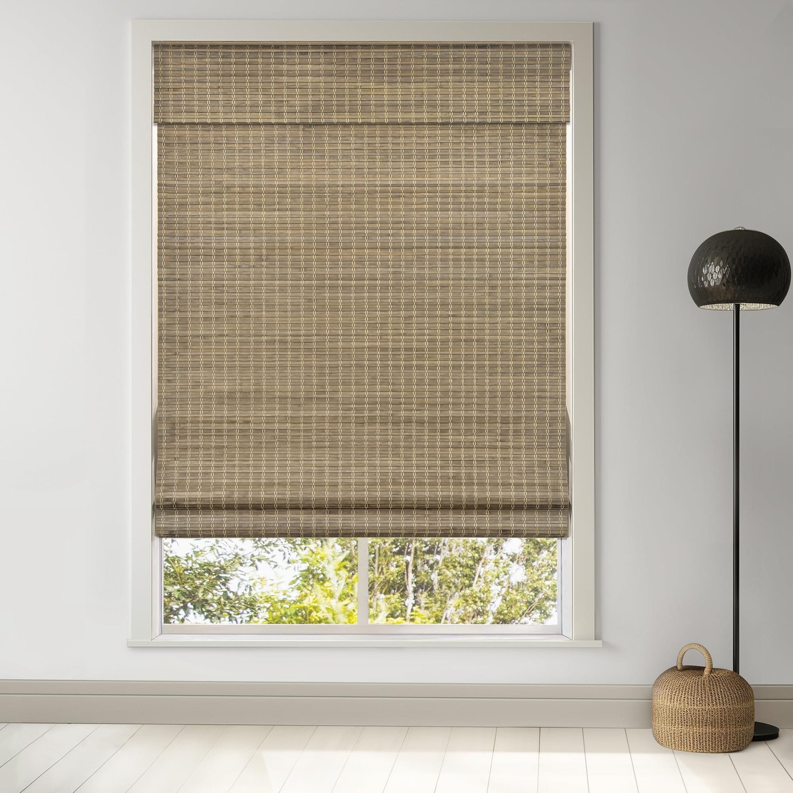 LazBlinds Cordless Bamboo Roman Shades, 36″ W x 64″ H, Privacy – Driftwood
