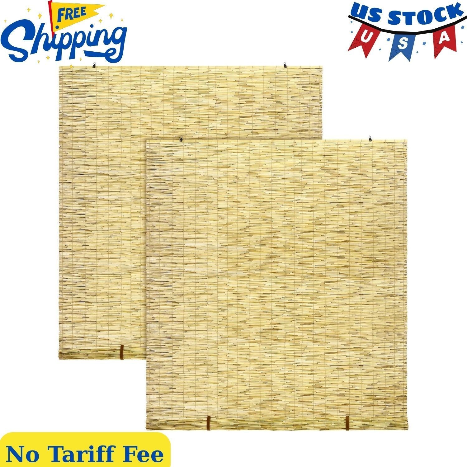 2 Pcs Bamboo Shades Outdoor Reed Roll up Blinds 48″ W x 72″ H Blackout Sunshade