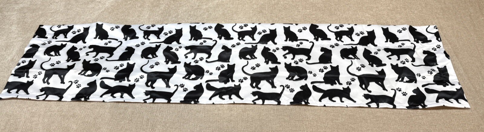 Halloween Black Cat Curtain Valance 53”W x 12”L Rod Pocket Window Treatment