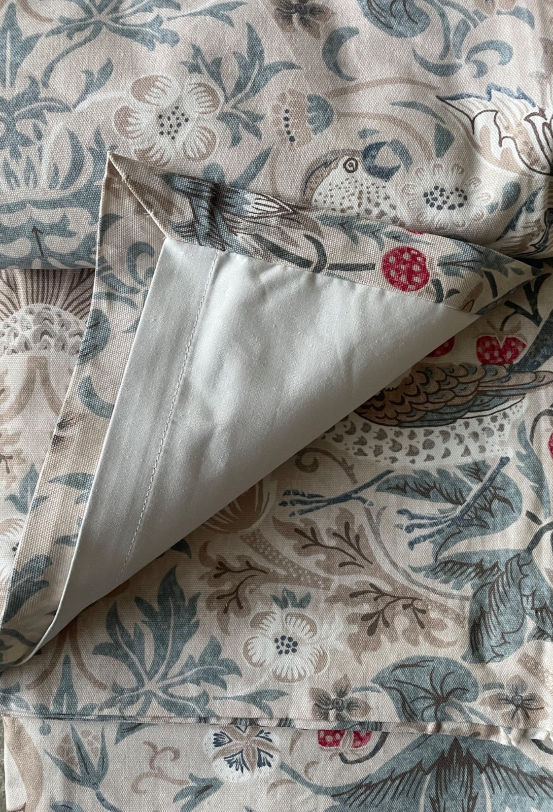 NEW William Morris 2pc BLACKOUT Strawberry Thief Hessian Window Curtain 50″x84″