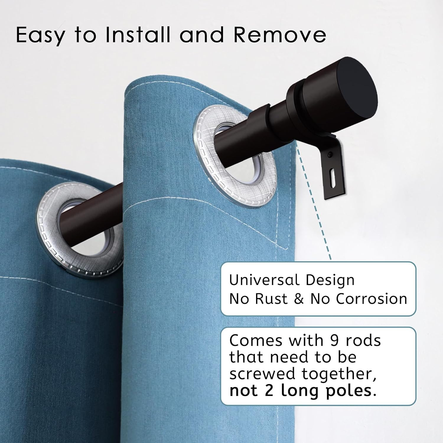 Byondeth Curtain Rods for Windows 16 to 144 Inches Adjustable Length 1 Inch Diam