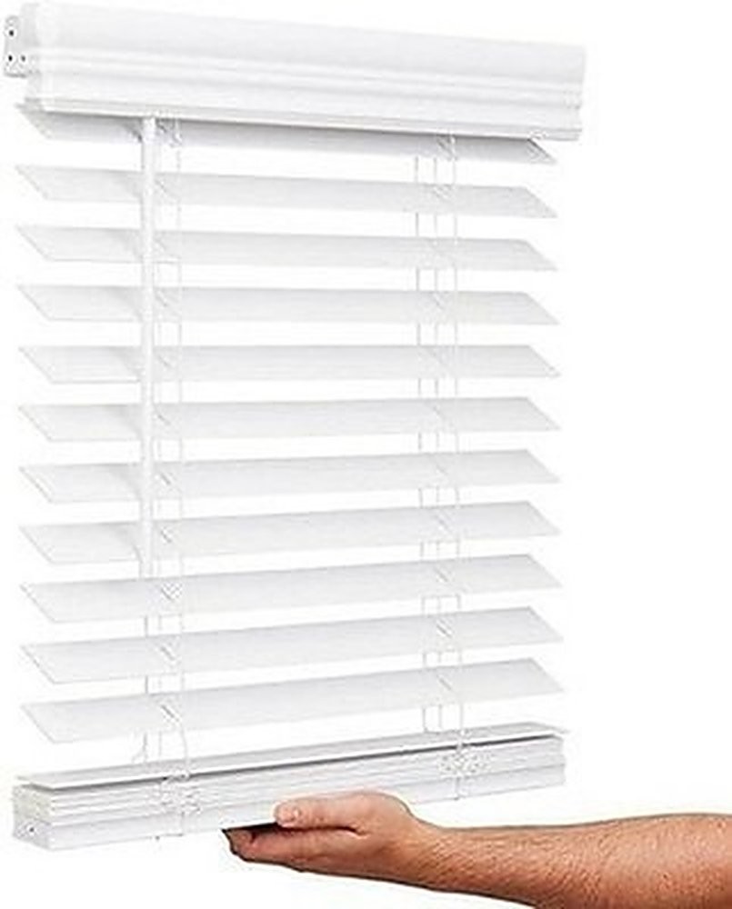 Lotus & Windoware Cordless 2in Faux Wood Blind 46×60 Bright White #R037