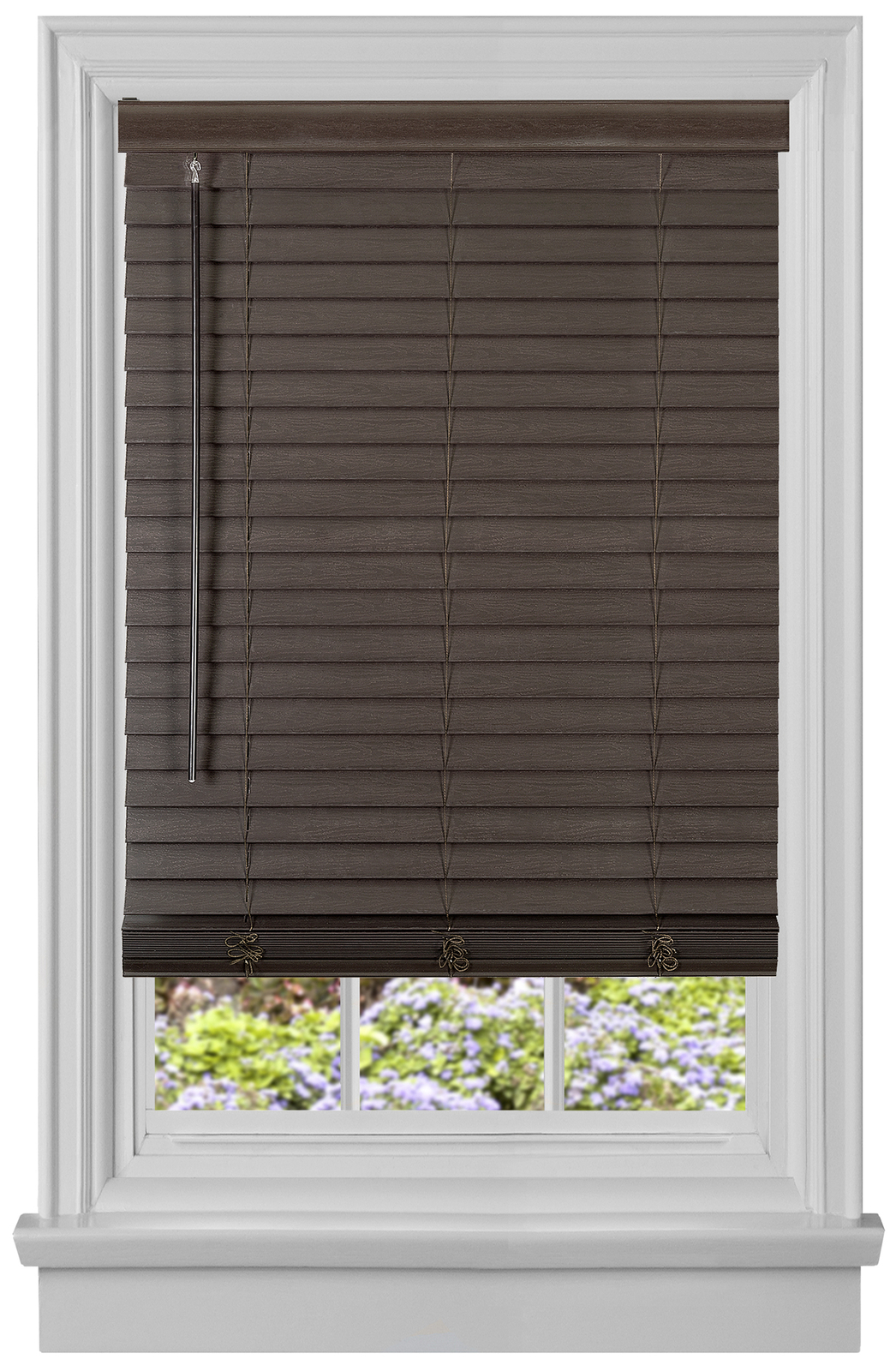 Cordless Mahogany Mini Window Blinds 2″ Inch Faux Wood Grain Plantation Blind