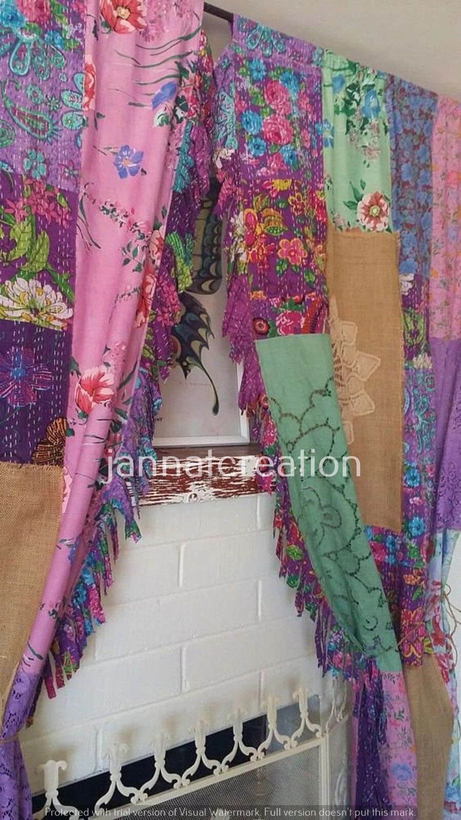 Gypsy Look Curtain Boho Silk Curtain Handmade Window Curtain Door Curtains