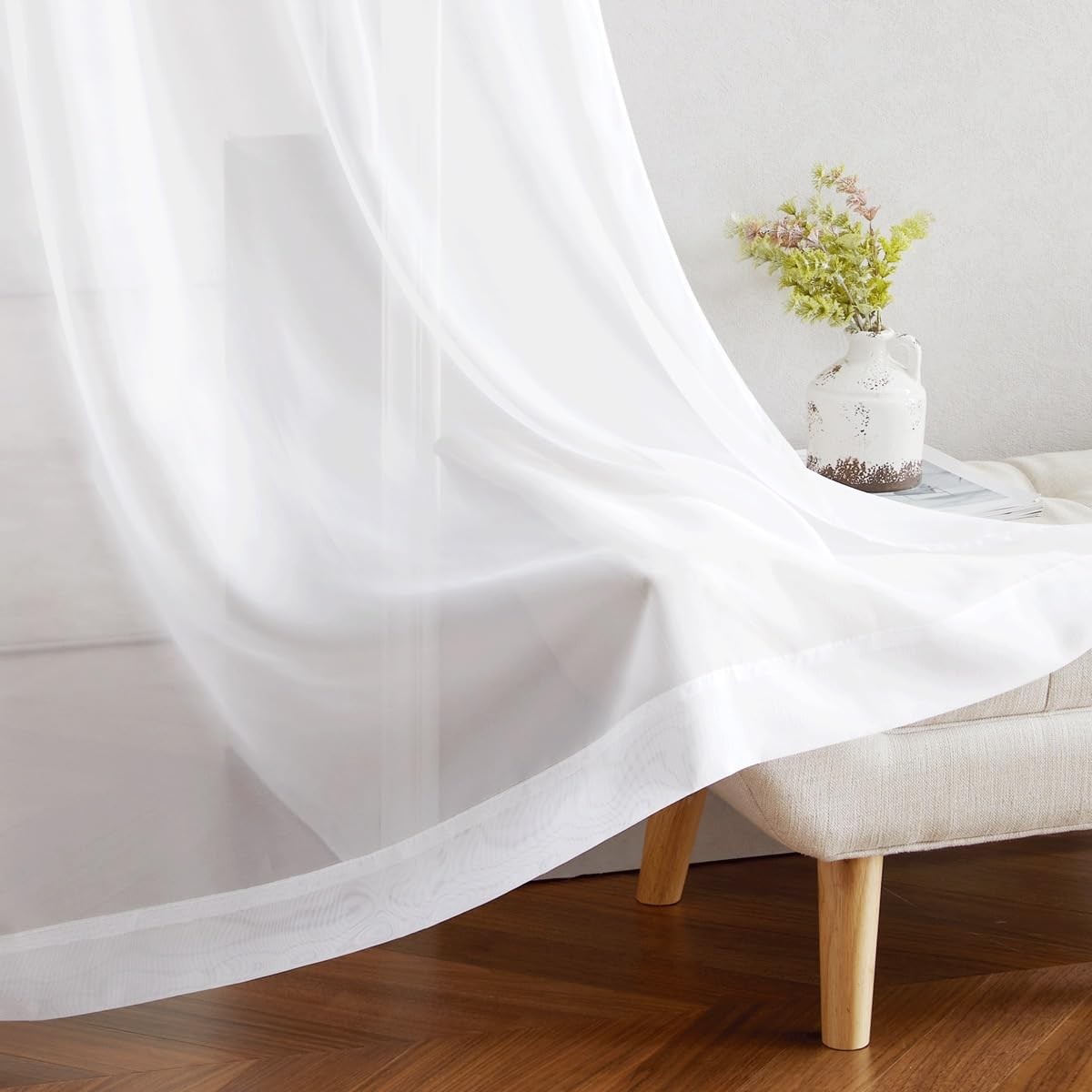 NICETOWN White Sheer Curtains 84 inches Long – 54″W x 84″L (Pack of 2),