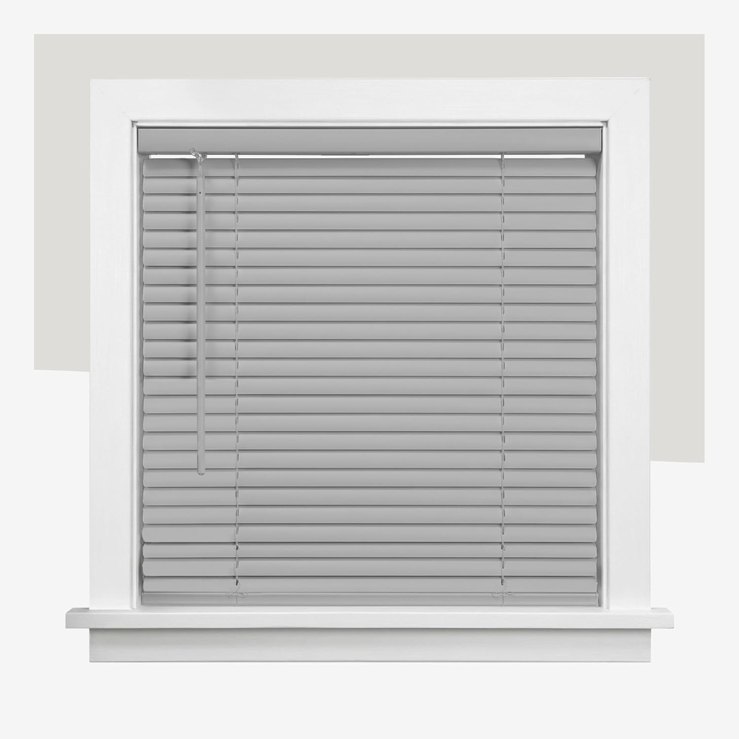 Elegant Child-Safe Cordless Mini Blinds, 12″ W x 48″ H, Gray Vinyl Slats