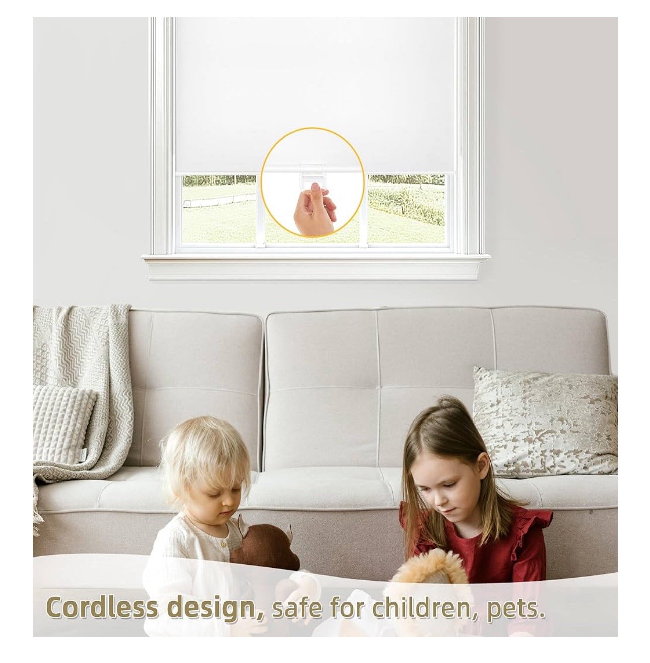 ChrisDowa Corded 100% Blackout Roller Shades Grey 70×72 Thermal Insulated