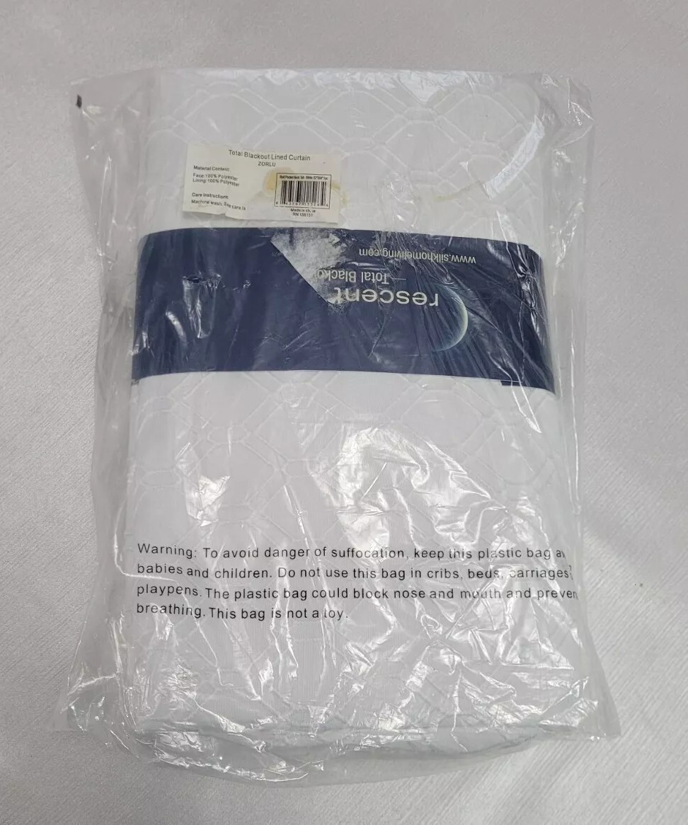52″x84″ White Rod Pocket Back Tab Lined 1 Pc Curtain by Crescent Total Black