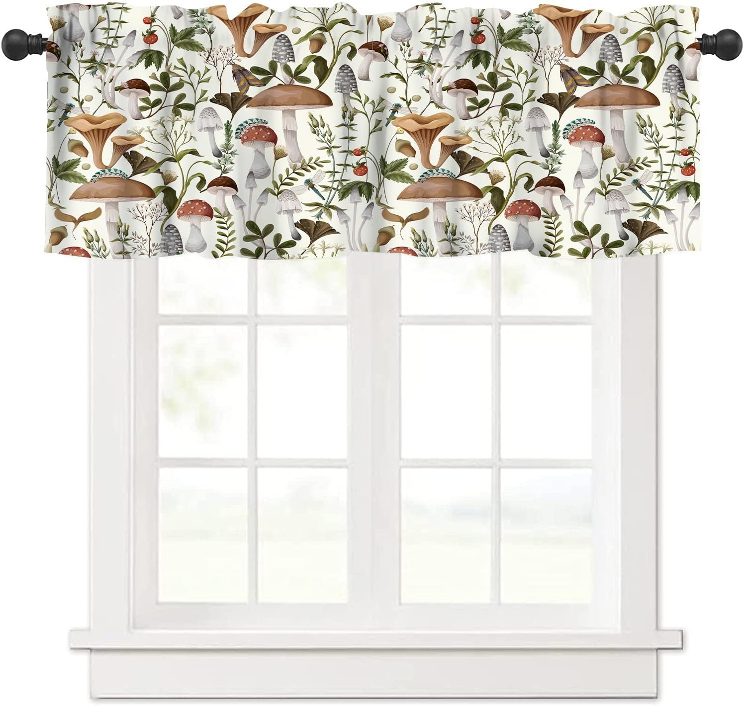 Rustic Mushroom Kitchen Valance Curtain Vintage Rustic Farmhouse Minimalist Wate
