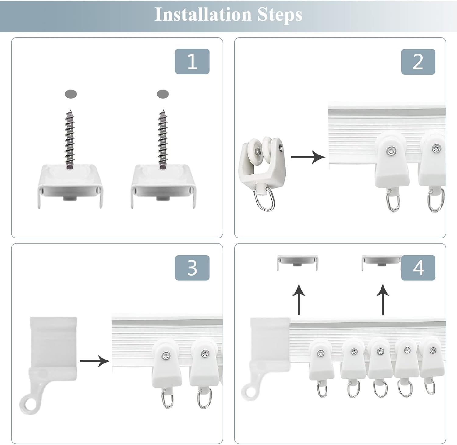 Ceiling Curtain Track, Flexible Bendable Curtain Rail System, 20Ft Wall Mount He