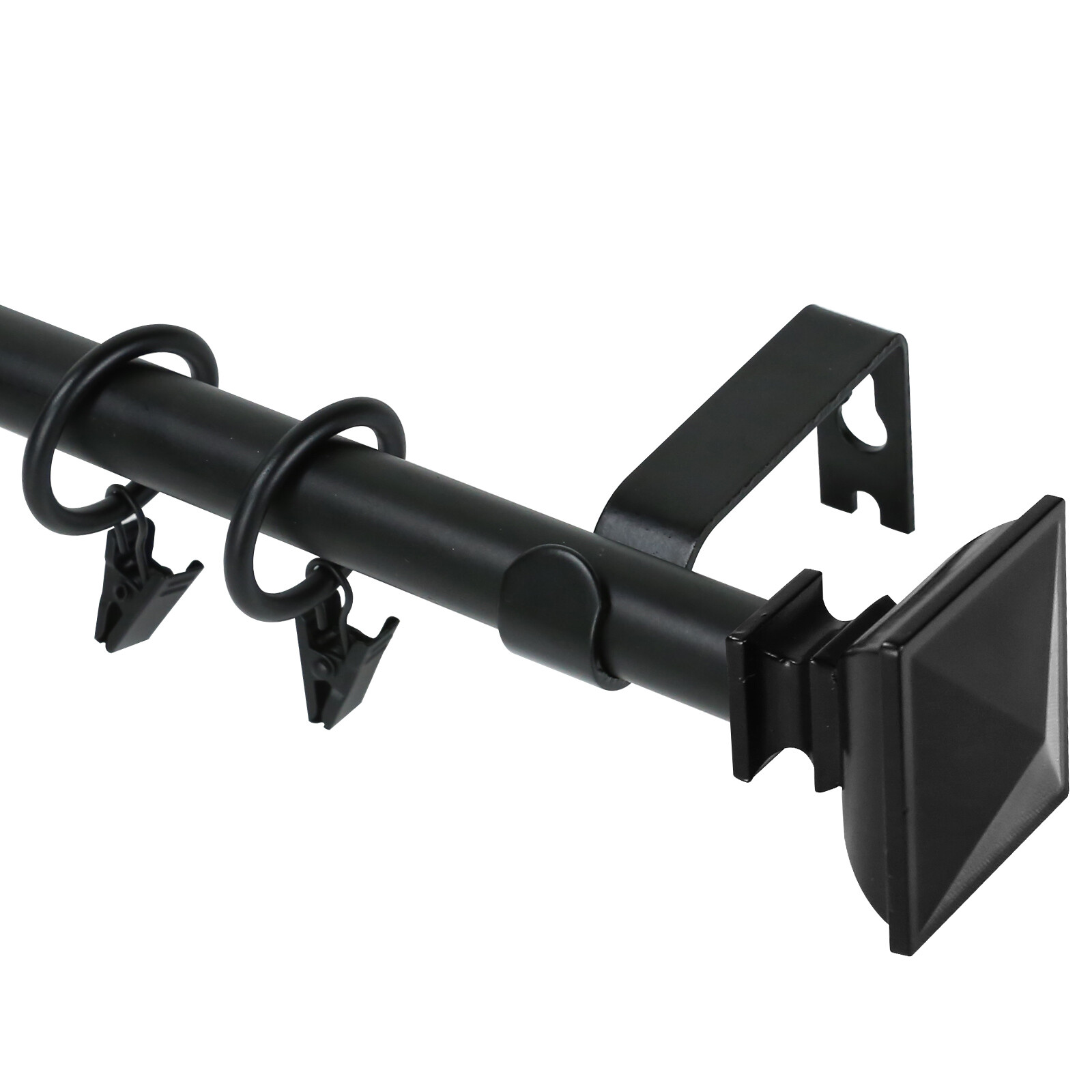 5/8″ Square Urn Single Drapery Curtain Rod Set with Rings, Many sizes & colors