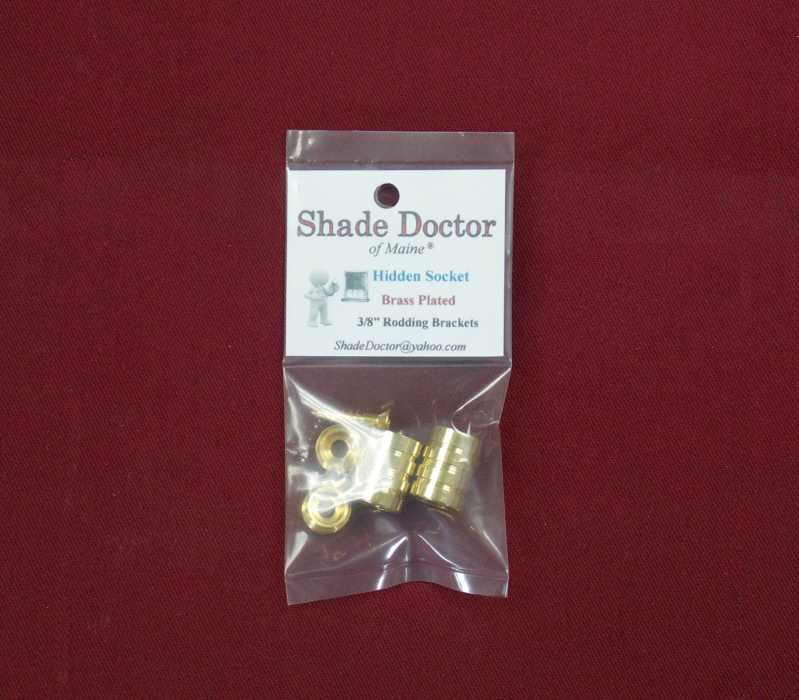 HIDDEN SOCKET Brass Plated BRACKETS for 3/8″ Rodding Doors & Sidelights (1-Pair)