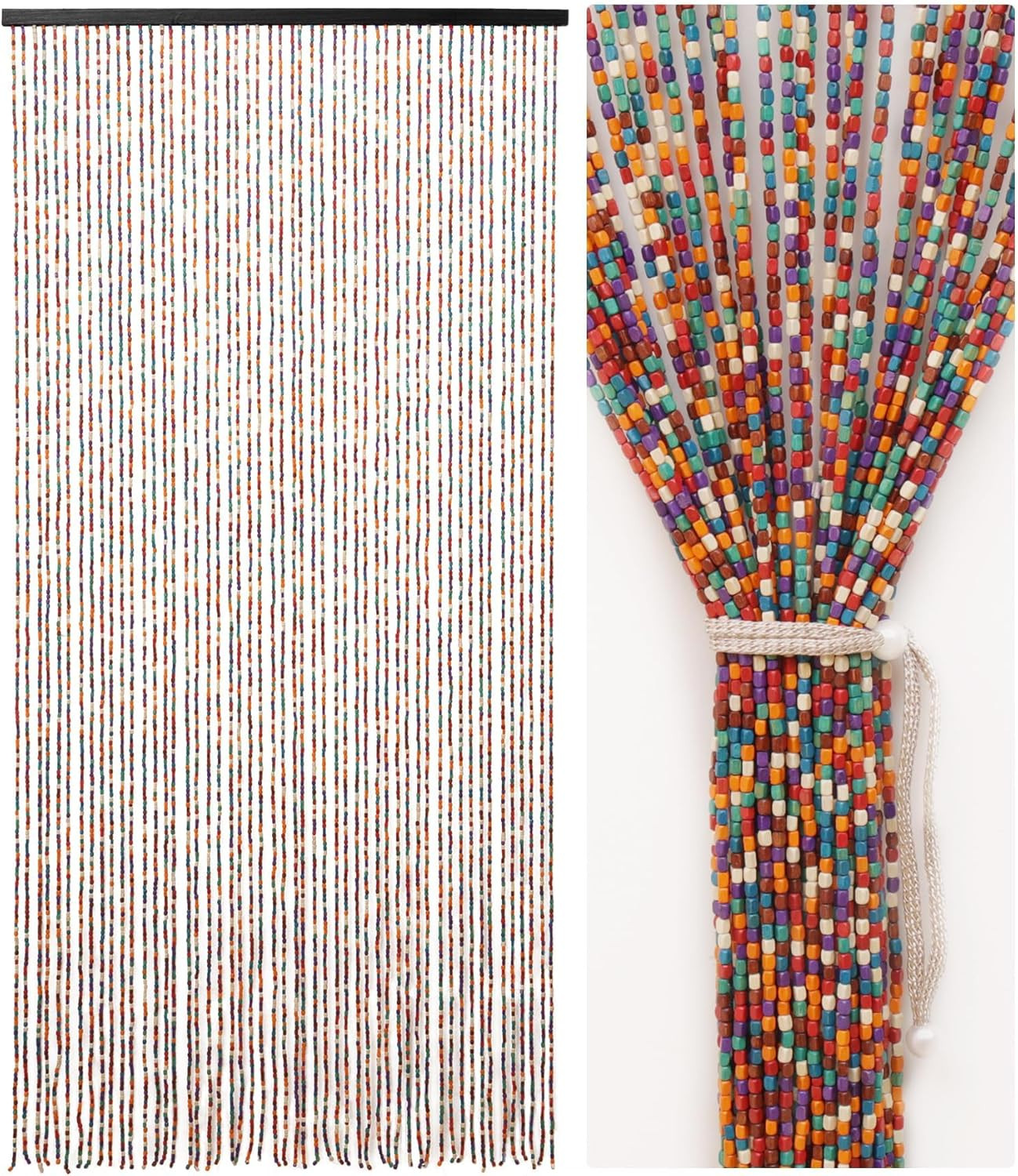 Colorful Handmade Beaded Curtain for Doorways – Insect Screen, 35.4″ x 74.8
